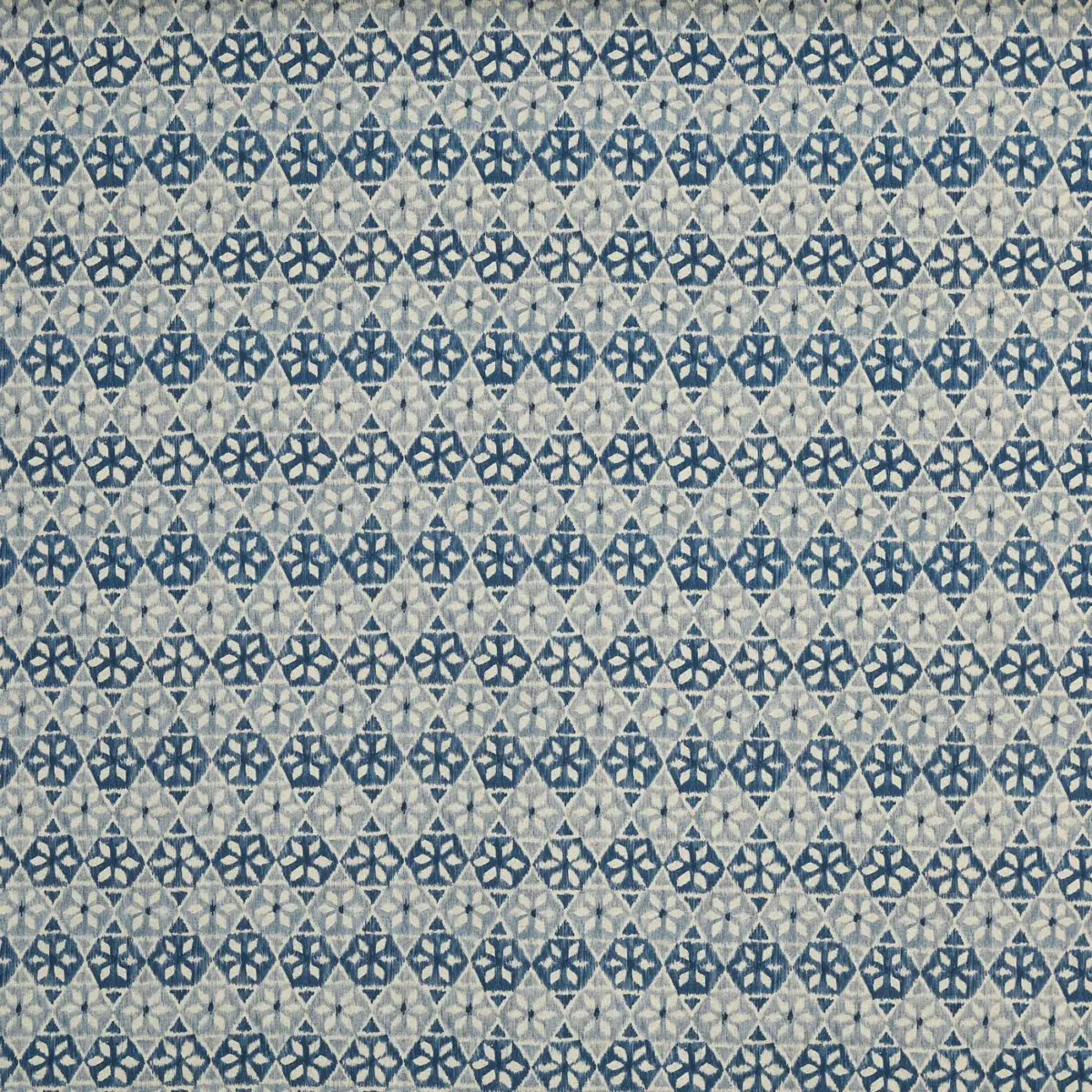 Wilfred Fabric - Bluebell by blue geometric printed fabric from Prestigious Textiles