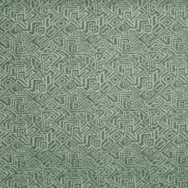 Morton Fabric - Fennel by green geometric jacquard fabric from Prestigious Textiles