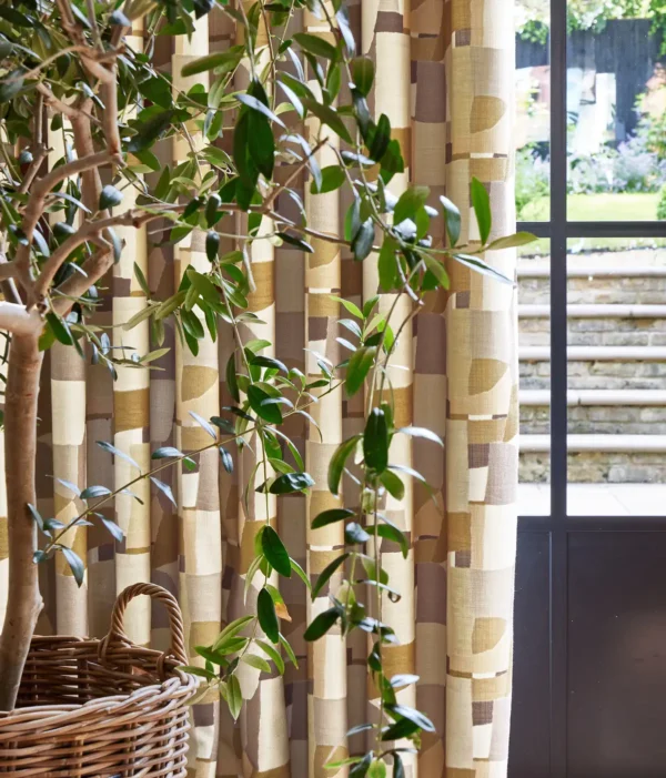 Eastwood Fabric - Ochre by yellow contemporary curtain with plants and vases