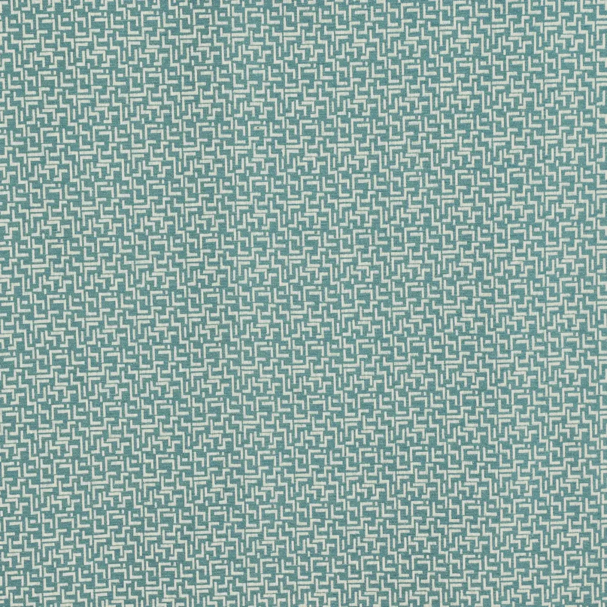 Brixton Fabric - Teal by blue geometric woven fabric from Prestigious Textiles