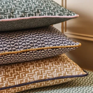 neutral geometric cushion with cushion and wall