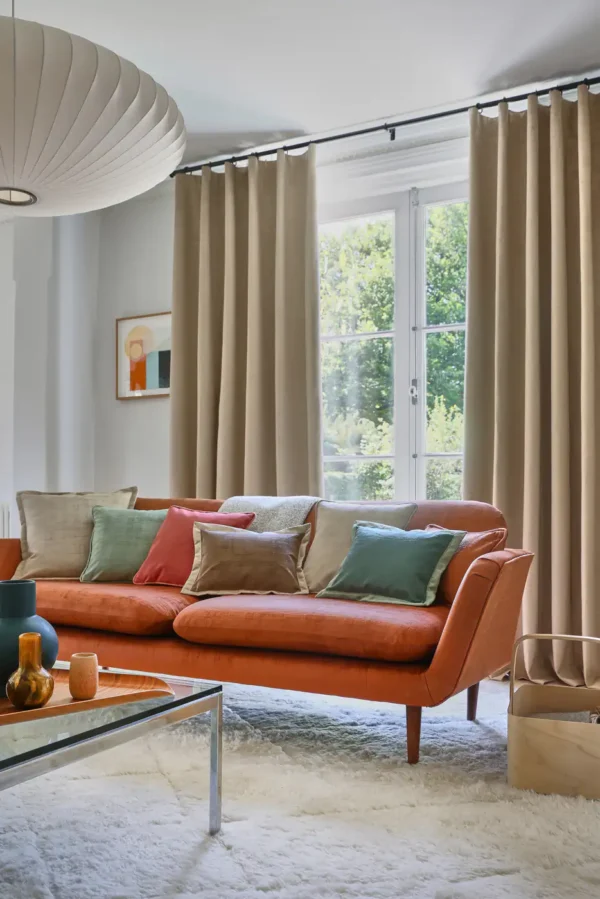 Imagination Fabric - Pearl by brown misc cushion with curtain and sofa