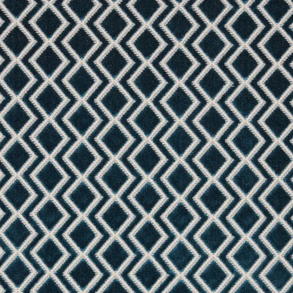 Halo Fabric - Teal by blue geometric velvet-chenille fabric from iLiv