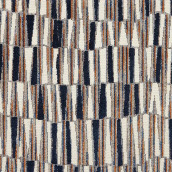 Kaleido Fabric - Midnight by blue striped velvet-chenille fabric from iLiv