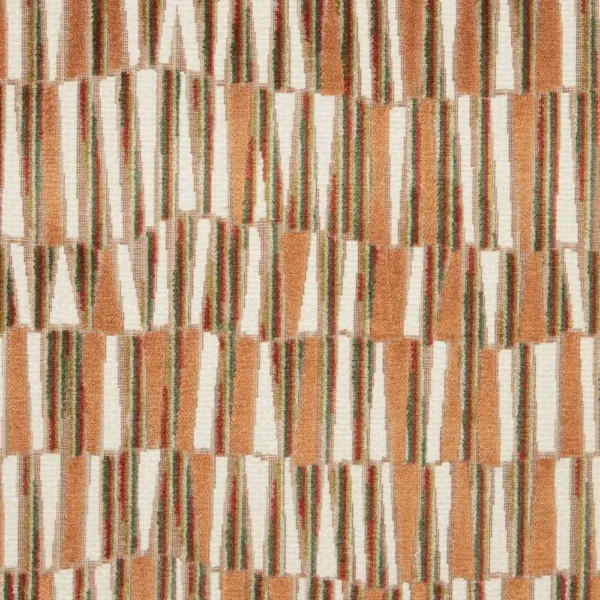 Kaleido Fabric - Sienna by orange striped velvet-chenille fabric from iLiv