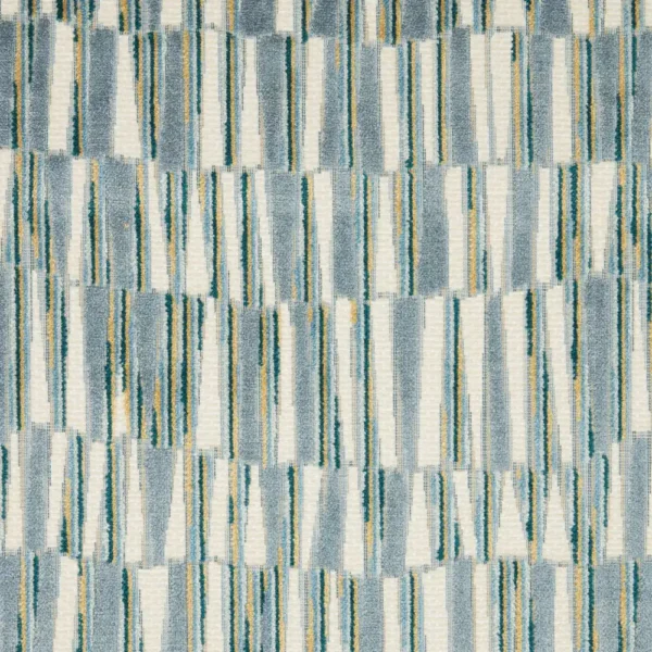 Kaleido Fabric - Teal by blue striped velvet-chenille fabric from iLiv