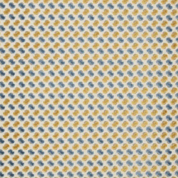 Quantum Fabric - Teal by yellow spotted velvet-chenille fabric from iLiv