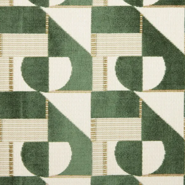 Tetra Fabric - Jade by green geometric velvet-chenille fabric from iLiv