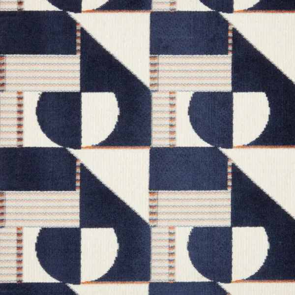Tetra Fabric - Midnight by blue geometric velvet-chenille fabric from iLiv