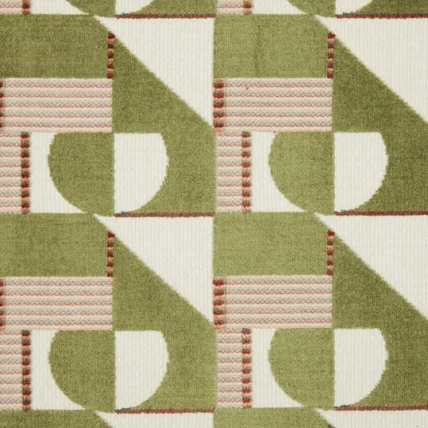 Tetra Fabric - Olive by green geometric velvet-chenille fabric from iLiv