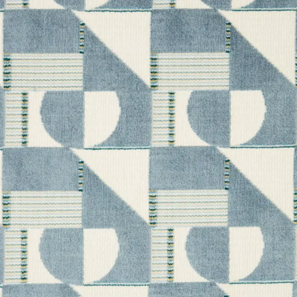 Tetra Fabric - Teal by blue geometric velvet-chenille fabric from iLiv