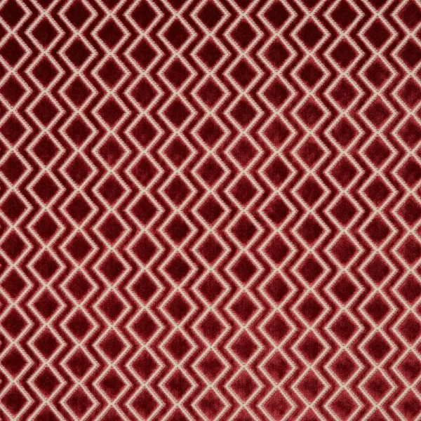 Halo Fabric - Claret by red geometric velvet-chenille fabric from iLiv