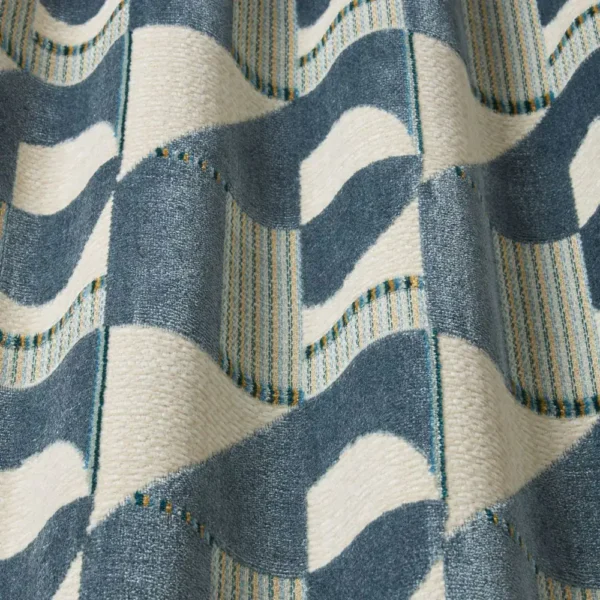 Tetra Fabric - Teal by blue geometric fabric with