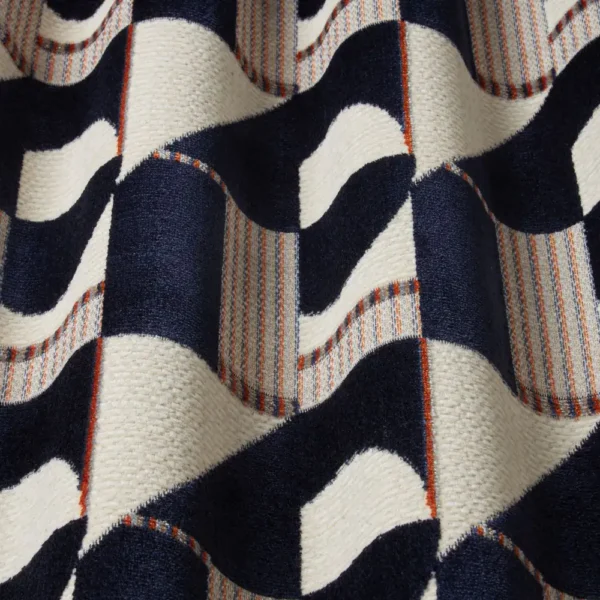 Tetra Fabric - Midnight by blue geometric fabric with