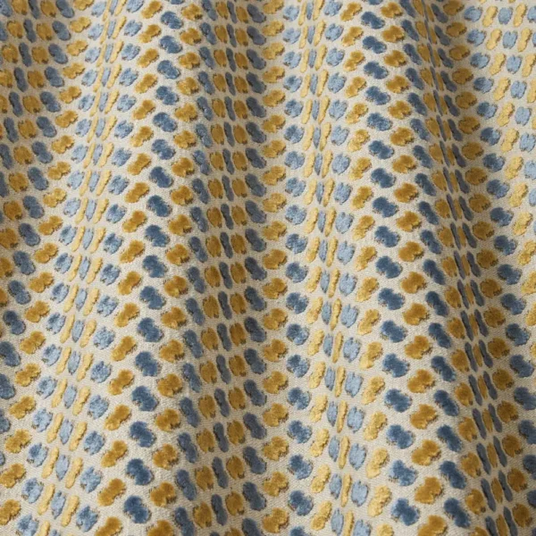 Quantum Fabric - Teal by yellow spotted fabric with