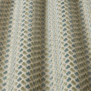 blue spotted fabric with