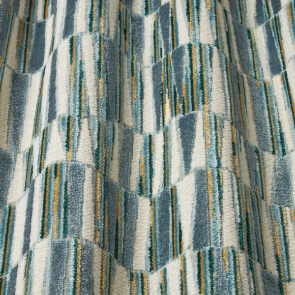 Kaleido Fabric - Teal by blue striped fabric with