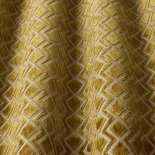 Halo Fabric - Saffron by yellow geometric fabric with