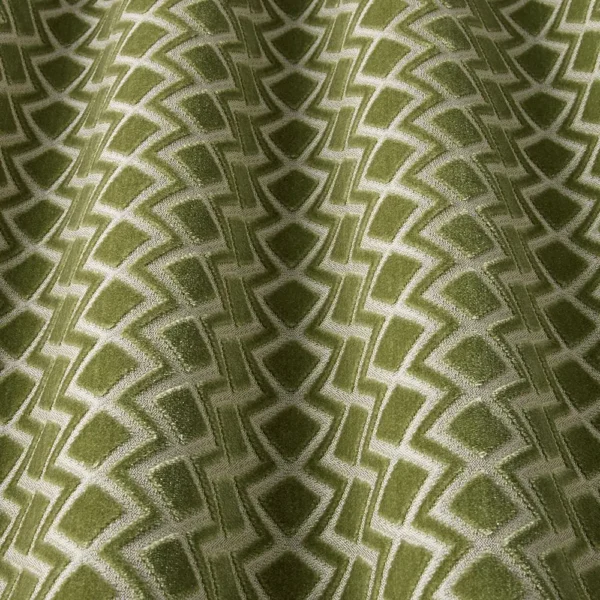Halo Fabric - Olive by green geometric fabric with