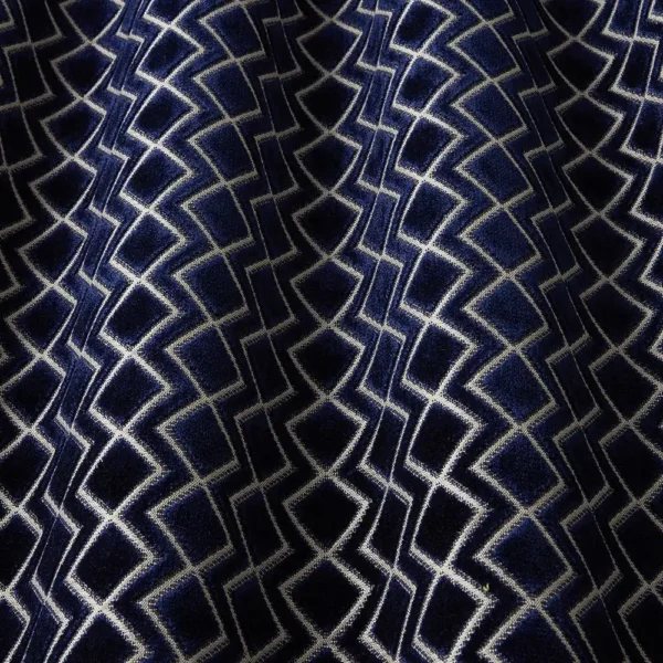 Halo Fabric - Midnight by black-grey geometric fabric with
