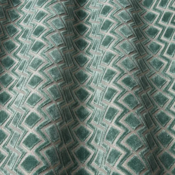 Halo Fabric - Azure by blue geometric fabric with