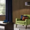 brown plain curtain with armchair and curtain