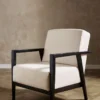 blue plain armchair with wall