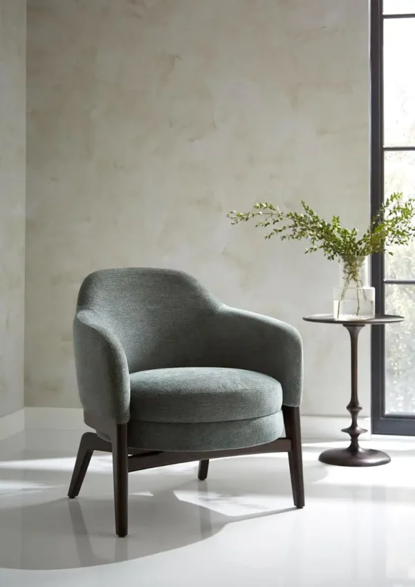 Flynn Fabric - Aegean by black-grey plain armchair with vases and window
