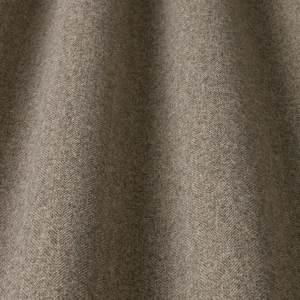 Bray Fabric - Mushroom by brown plain fabric with wave