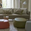 brown plain pouf with sofa