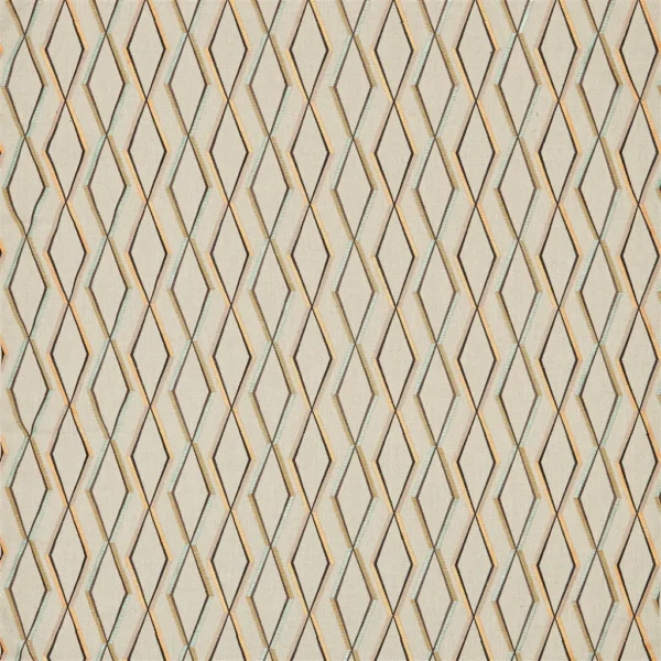 yellow geometric embroideried fabric from Designers Guild