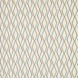 green geometric embroideried fabric from Designers Guild