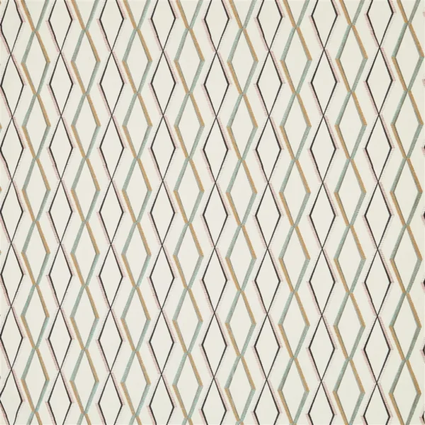 Trevenna Fabric - Olive by green geometric embroideried fabric from Designers Guild