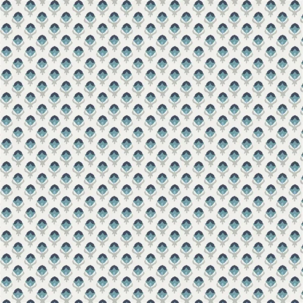Teasel Fabric - Indigo by blue spotted embroideried fabric from Designers Guild