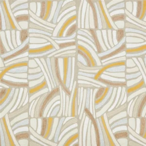 yellow contemporary embroideried fabric from Designers Guild