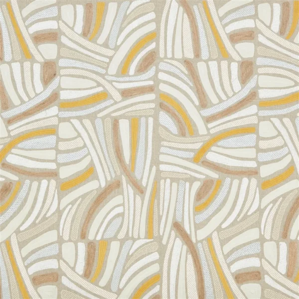 Sancreed Fabric - Sandstone by yellow contemporary embroideried fabric from Designers Guild