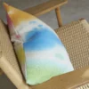 multicolour striped cushion with armchair