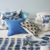 blue botanical cushion with fabric