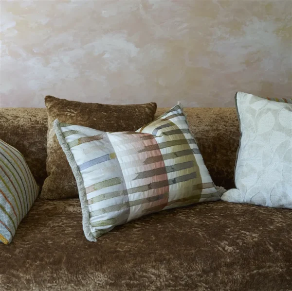 multicolour striped cushion with cushion