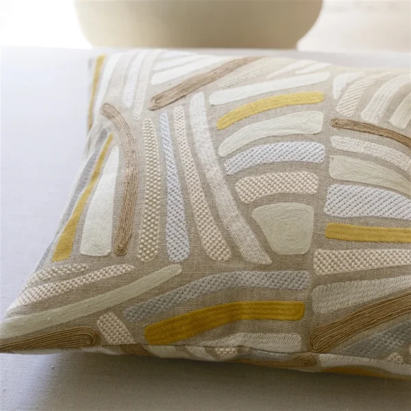 Sancreed Fabric - Sandstone by yellow contemporary cushion with