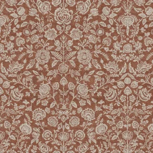 red botanical woven fabric from Chess