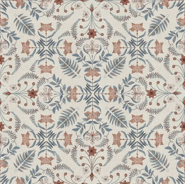 Fresco Fabric - Denim by blue botanical woven fabric from Chess