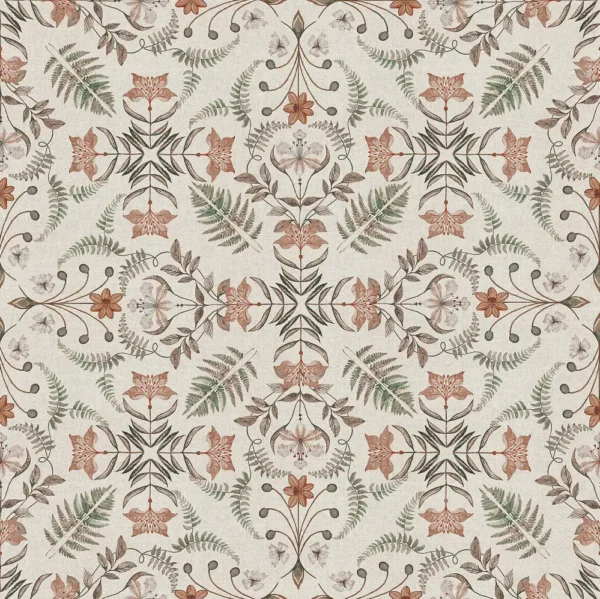 Fresco Fabric - Sienna by green botanical woven fabric from Chess