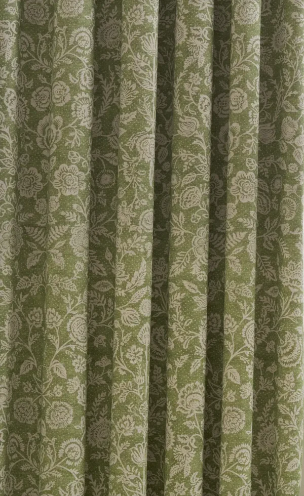 Allegra Fabric - Apple by green botanical curtain with