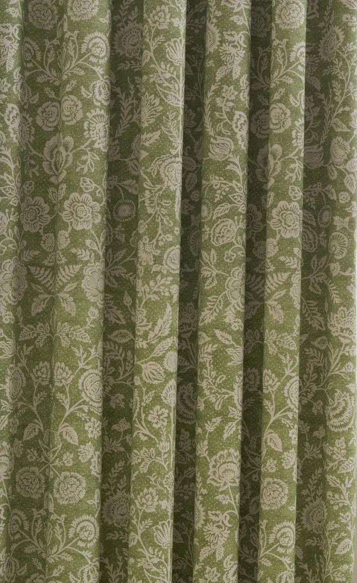 Allegra Fabric - Apple by green botanical curtain with