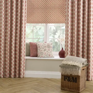 red striped curtain with