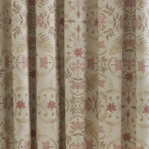 blue botanical curtain with