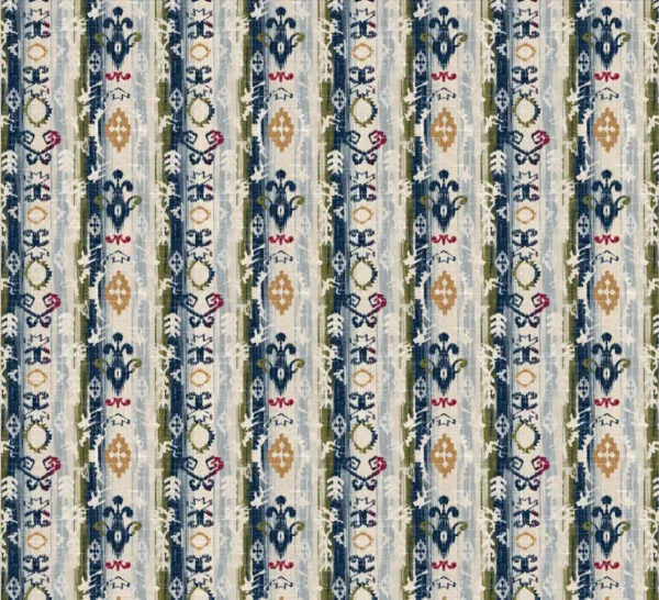 Ziba Fabric - Nocturne by blue striped printed fabric from Chess