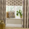 black-grey striped curtain with