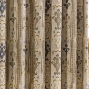brown striped curtain with